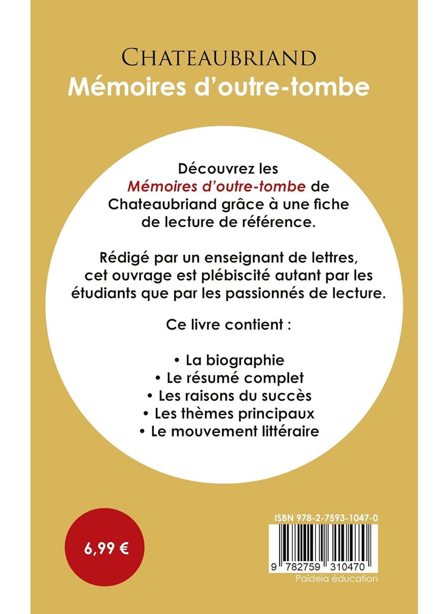 Fiche de lecture Mémoires d'outre-tombe (Étude intégrale)  - Image 2