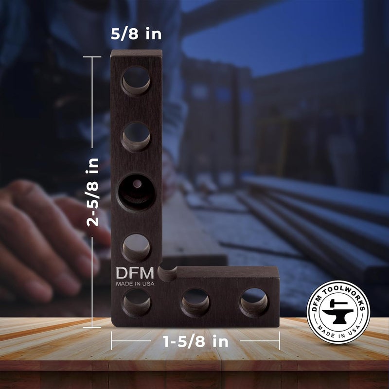 DFM Tool Works Small Square and Center Finder - Made in USA Versatile Woodworking Tool with 11/32" Center Marking Hole for Larger Pencils, Carpenter Tool for Accurate Line Transfers (Black) - Image 2