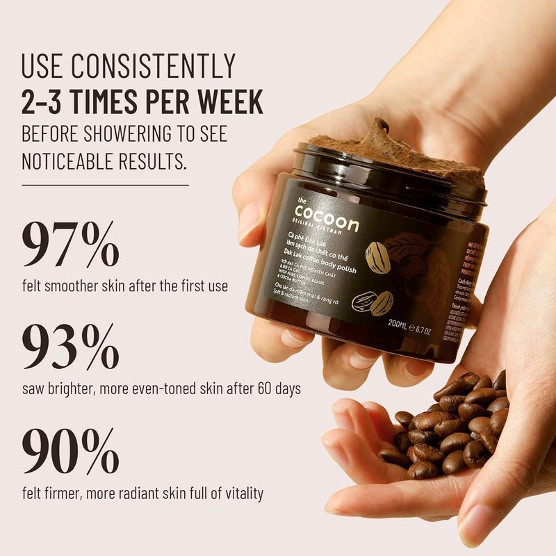 ذا كوكوون أورجنال فيتنام مجموعة كوكون داكلاك لتلميع الوجه والجسم وزبدة الجسم مقشر نباتي 100% لبشرة ناعمة ومتوهجة - Image 5