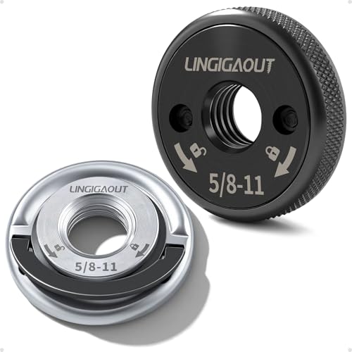 LINGIGAOUT 5811 Angle Grinder Flange Nuts 2Pack ToolFree Quick Release Locking Kit Silver DRing Knurled Arbor Nut Heavy Duty SelfLocking for 412 5 7 9 Grinders - Image 1