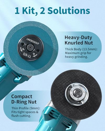 LINGIGAOUT 5811 Angle Grinder Flange Nuts 2Pack ToolFree Quick Release Locking Kit Silver DRing Knurled Arbor Nut Heavy Duty SelfLocking for 412 5 7 9 Grinders - Image 3