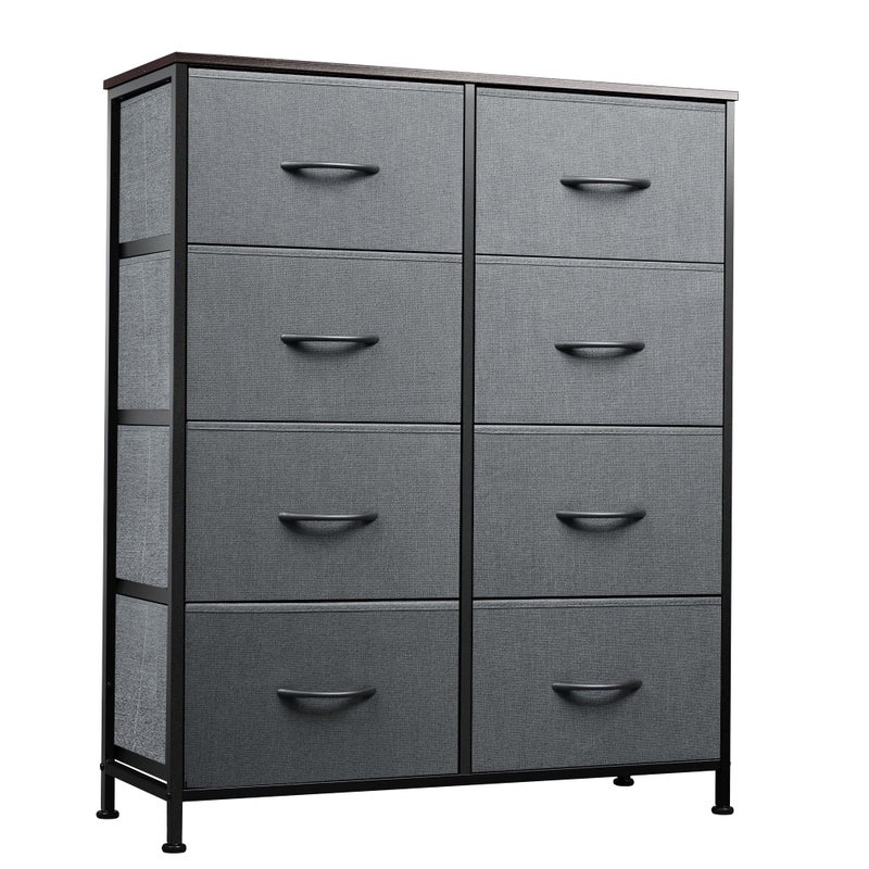 WLIVE Fabric Dresser for Bedroom, Tall Dresser with 8 Drawers, Storage Tower with Fabric Bins, Double Dressers, Chest of Drawers for Closet, Living Room, Hallway, Dark Gray - Image 1