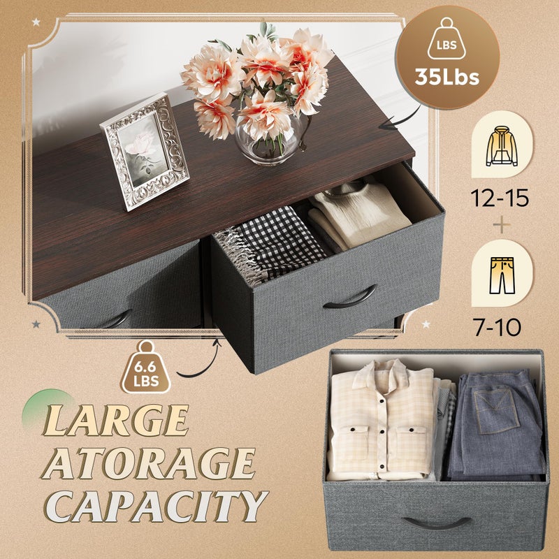 WLIVE Fabric Dresser for Bedroom, Tall Dresser with 8 Drawers, Storage Tower with Fabric Bins, Double Dressers, Chest of Drawers for Closet, Living Room, Hallway, Dark Gray - Image 4