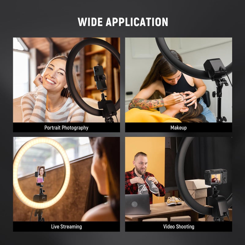 NEEWER Advanced 18" LED Ring Light with Tripod Stand Phone Holder for iPhone Samsung Android Phones for Makeup YouTube Video Blogger Salon (Black) - Image 5