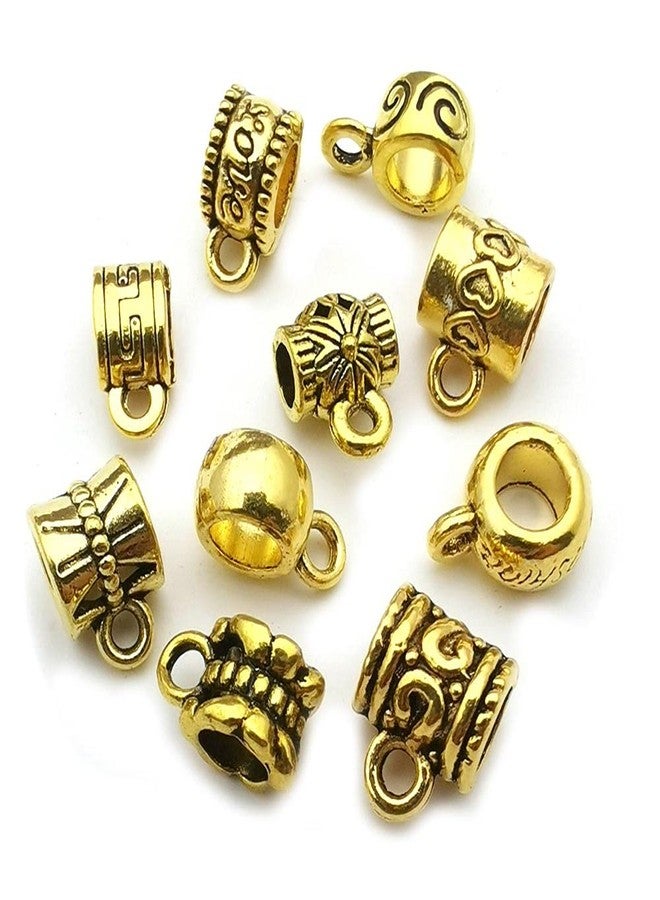 WOCRAFT 100 pcs Antique Gold Clasp Bail Beads Charms,Bail Tube Beads, Loose Spacer Bead,Bead Hanger Charm for Jewelry Making DIY Necklace Bracelet (M671) - Image 3