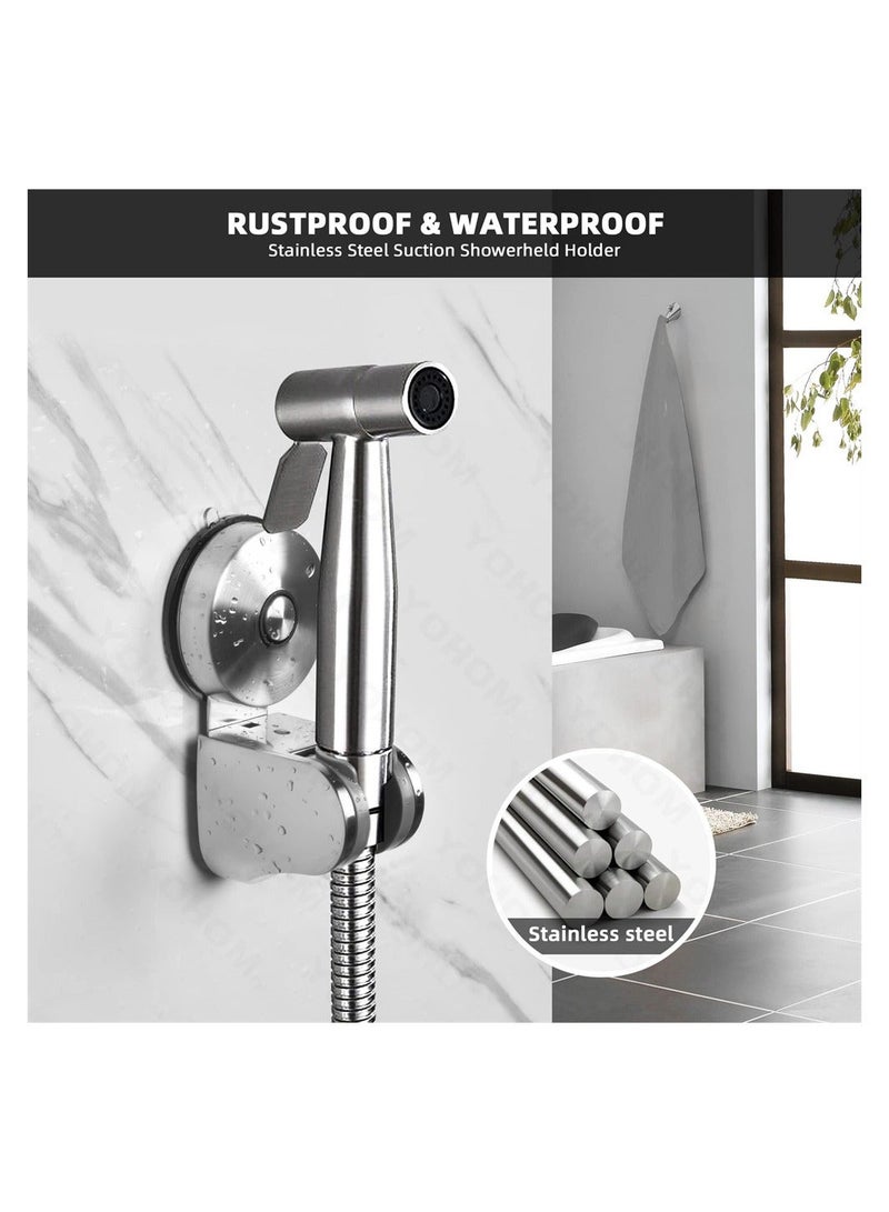Shower Head Holder, Suction Handheld Bracket, Stainless Steel 4 Angles Adjustable Vacuum Wall Mounted No Drilling Handset Holder - Image 2