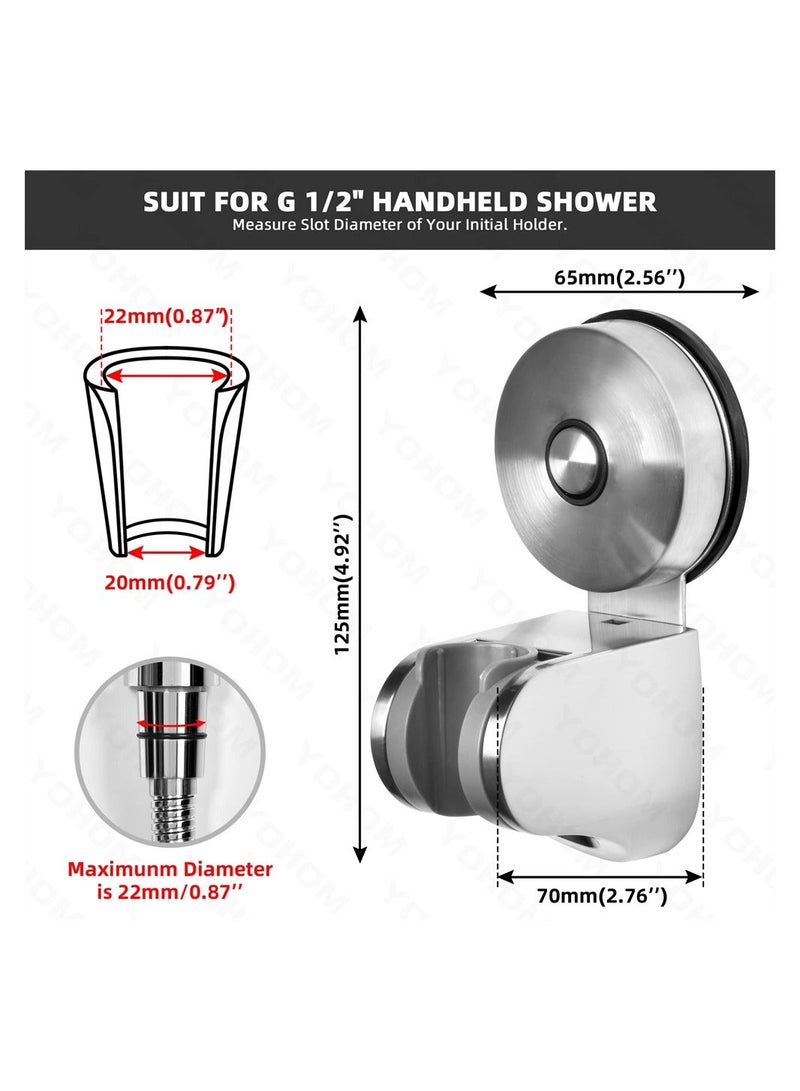 Shower Head Holder, Suction Handheld Bracket, Stainless Steel 4 Angles Adjustable Vacuum Wall Mounted No Drilling Handset Holder - Image 4