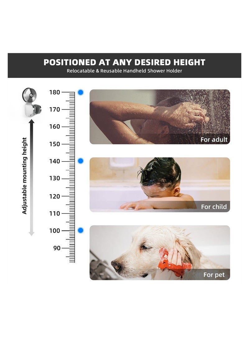 Shower Head Holder, Suction Handheld Bracket, Stainless Steel 4 Angles Adjustable Vacuum Wall Mounted No Drilling Handset Holder - Image 5