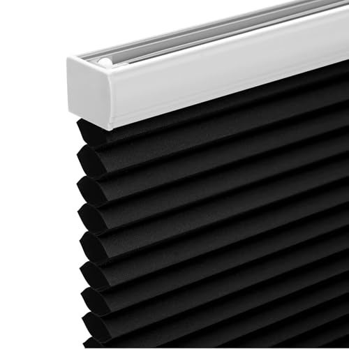 Changshade Cordless Cellular Shades Blackout Honeycomb Shades for Windows Room Darkening Pleated Blinds Easy to Install for Indoor Windows and French Doors 27 W x 72 H Black