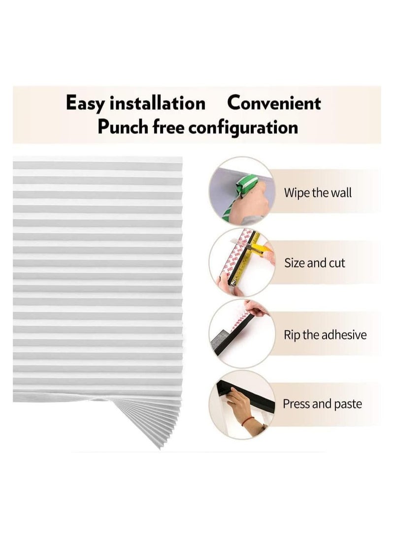 Bukela Pleated Curtain, Light-Transmitting Non-Woven Pleated Blackout Curtain, Easy to Install, Suitable for Bedroom, Bathroom, Living Room and Kitchen (White, 60 x 180 cm)  - Image 2