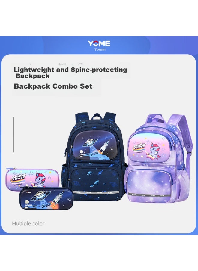 Yome Primary School Backpack For Grades 1-4, Spine Protection And Load Reduction, Uni Children's Backpack, Available In Purple - Image 1