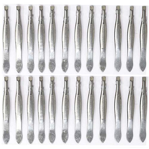 Adbeni Slantt Tip Tweezer For Hair Removal & Eyebrows Pack of 24, Hair Plucker Set - Image 1