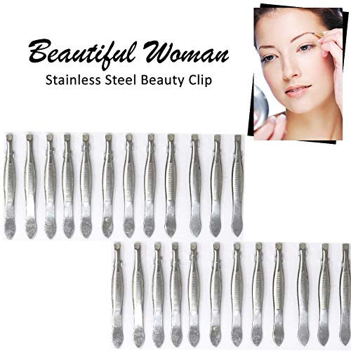 Adbeni Slantt Tip Tweezer For Hair Removal & Eyebrows Pack of 24, Hair Plucker Set - Image 2