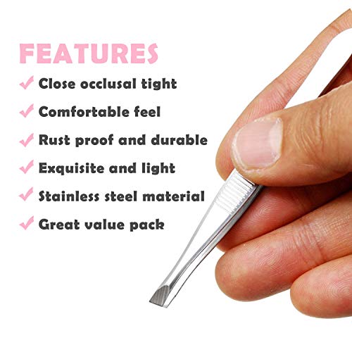 Adbeni Slantt Tip Tweezer For Hair Removal & Eyebrows Pack of 24, Hair Plucker Set - Image 3