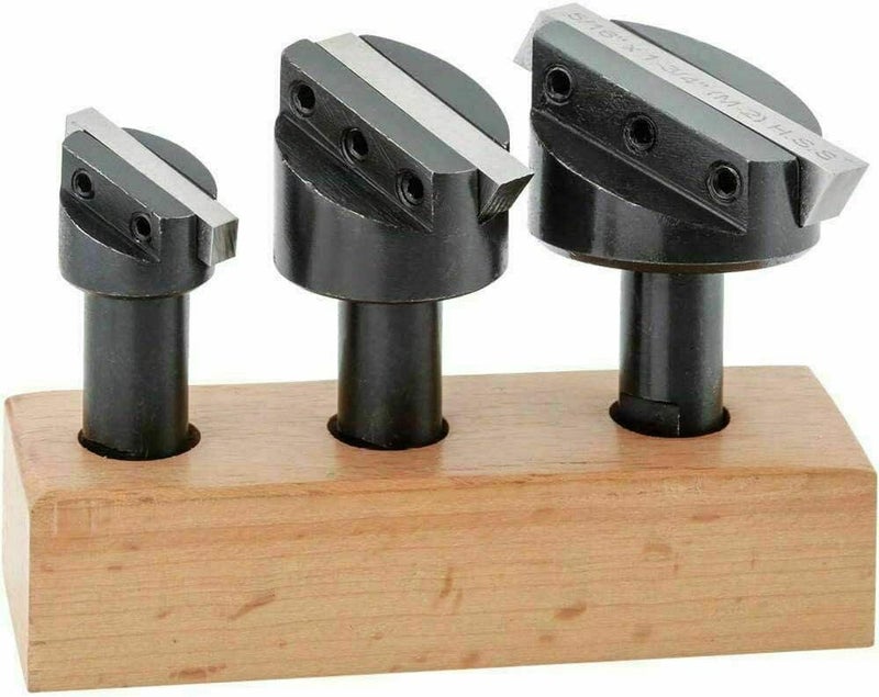 Fly Cutter Holder Set Of 3 pcs With ½” Shank HSS Square Tool Bit Wooden Stand  - Image 1