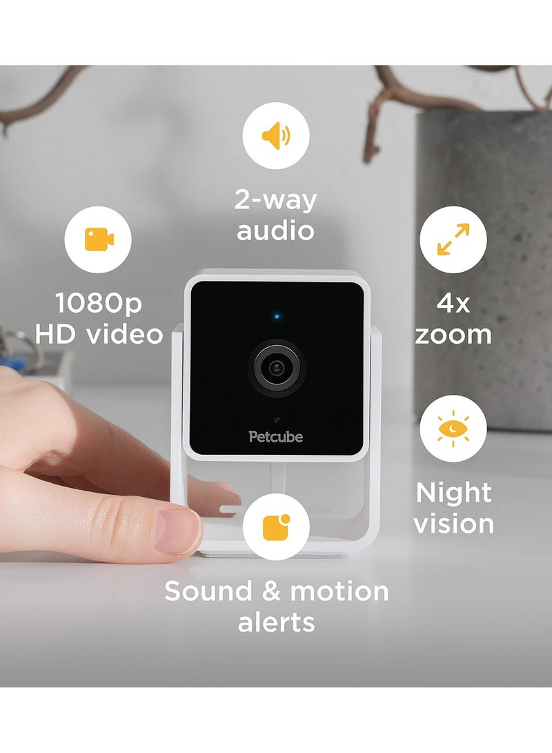 Petcube كام | كاميرا حيوانات أليفة ذكية بدعم الذكاء الاصطناعي بدقة HD، زاوية عرض 110°، صوت ثنائي الاتجاه - شاهد وتحدث مع حيوانك الأليف من أي مكان، رؤية ليلية، إعداد سهل، متوافقة مع أليكسا، أندرويد و iOS - أبيض - Image 2