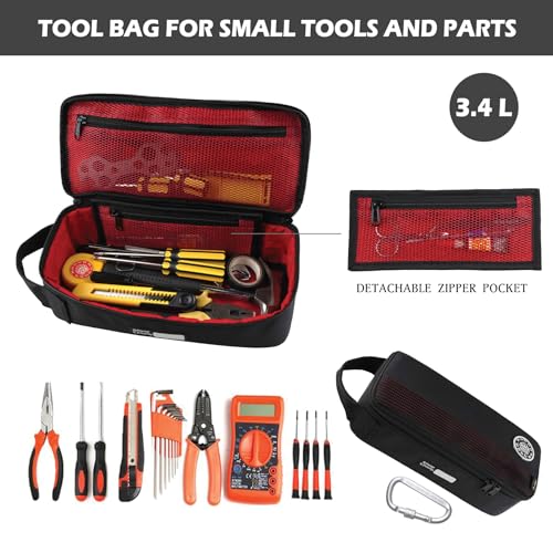 RE ROUGH ENOUGH Rough Enough Small Tool Bag Pouch Portable Tool Box EDC Organizer with Handle, 12 Inch, Cordura, Padded Water Resistant Base, Black - Image 2