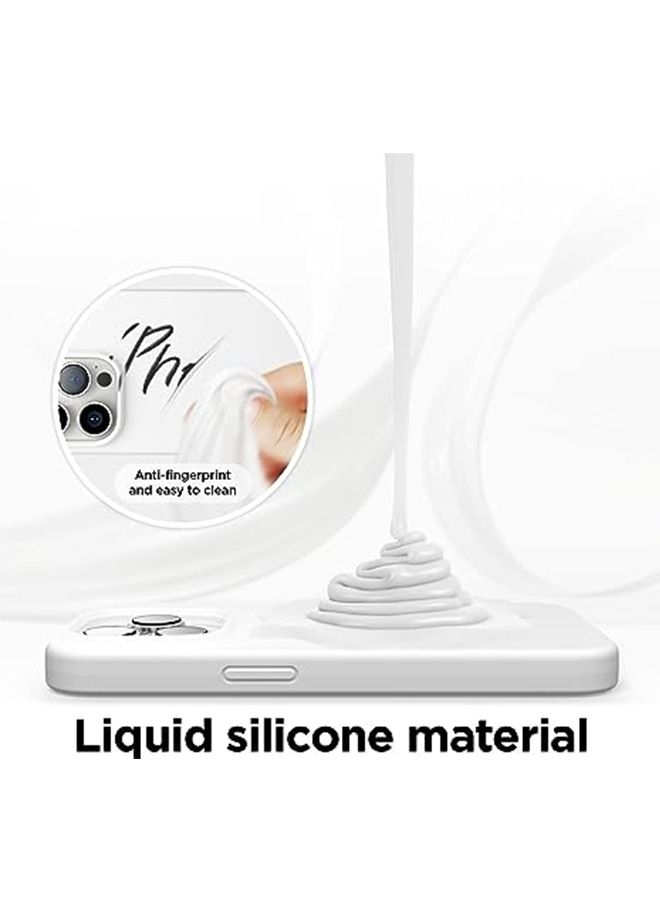 Ocean iPhone 15 (6.1 inch) Case, Liquid Silicone Case, Full Body Protective Cover, Shockproof, Slim Phone Case, Anti-Scratch Soft Microfiber Lining, White - Image 4