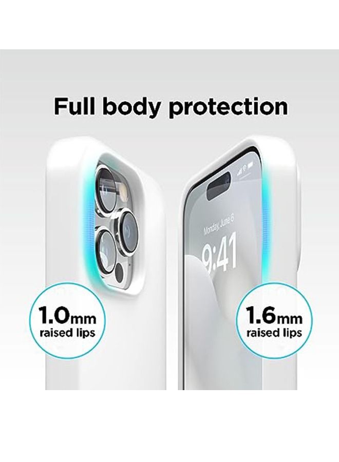 Ocean iPhone 15 (6.1 inch) Case, Liquid Silicone Case, Full Body Protective Cover, Shockproof, Slim Phone Case, Anti-Scratch Soft Microfiber Lining, White - Image 5