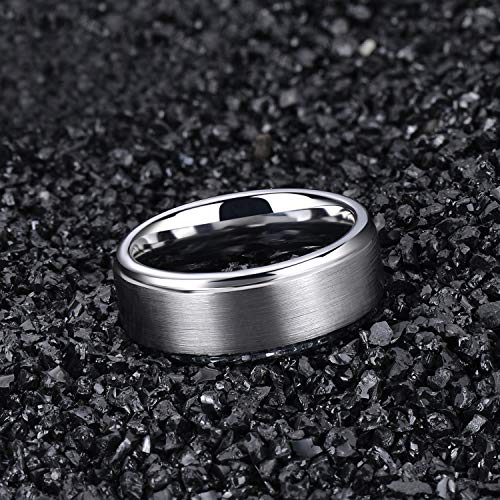 TRUMIUM خواتم زفاف ترومايوم للرجال من التنجستن 8 مم مطلية بالفضة خواتم نسائية بتشطيب غير لامع مناسبة للخطوبة والوعد مريحة الحجم 8.5 - Image 3