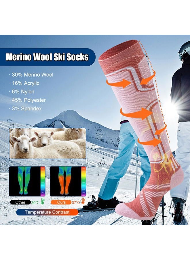 Cirorld Merino Wool Ski Socks Women Men,2 Pairs Knee High Winter Warm Skiing Socks Performance Thermal Snowboarding Socks - Image 2