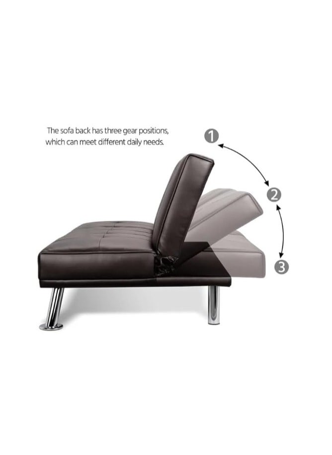 INFINI HOMES INFINI HOMES Faux Leather Sofa Bed, 180 cm, Brown  - Image 4