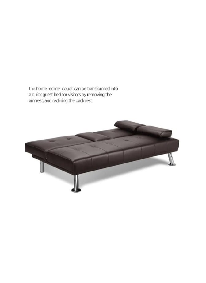 INFINI HOMES INFINI HOMES Faux Leather Sofa Bed, 180 cm, Brown  - Image 5
