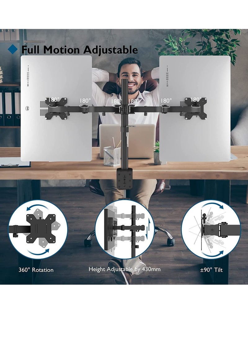 Vesa 1home Double Twin Arm Desk Mount Ergonomic TV LCD Monitor Computer Screen Bracket Dual Tilt Swivel Rotation (13in-27in) - Image 2