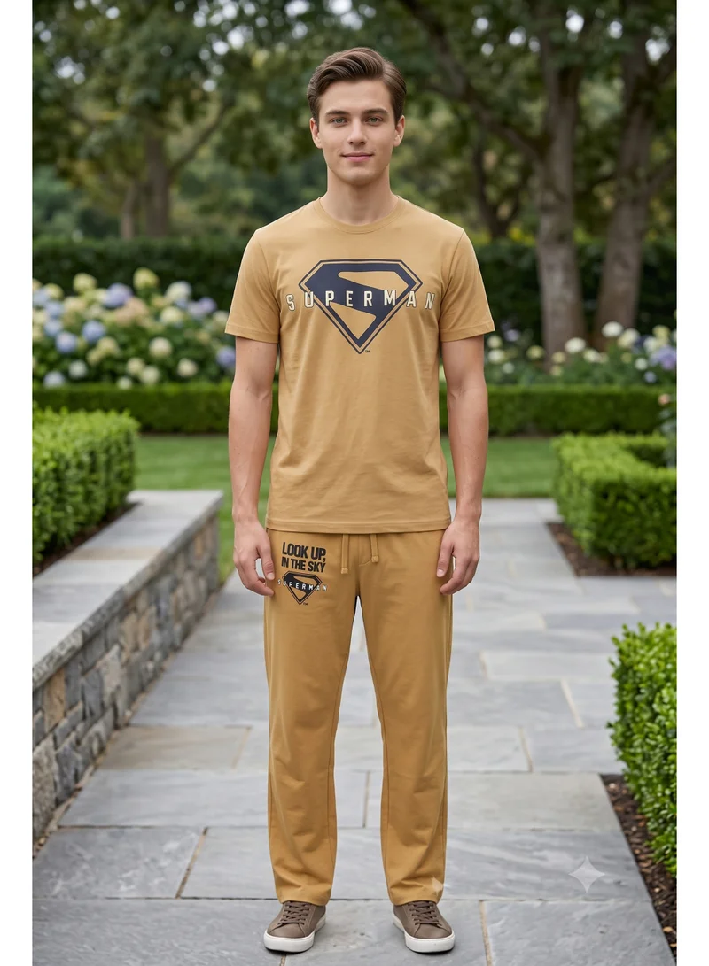 Warner Bros. Warner Bros. Superman Men's Pyjama Set | Official Superman Short Sleeve T-Shirt & Lounge Pants Set | Comfortable Cotton Sleepwear for Men | Superhero Nightwear & Loungewear Set
