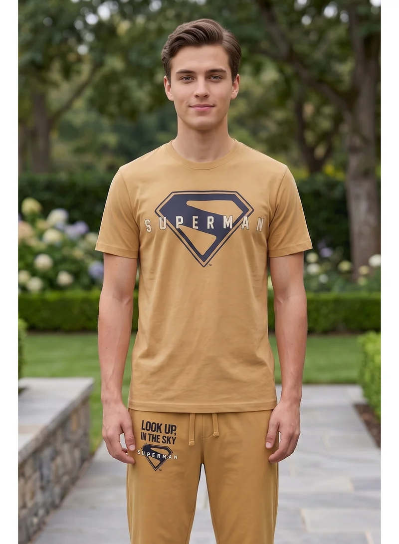 Warner Bros.  Warner Bros. Superman Men's Pyjama Set | Official Superman Short Sleeve T-Shirt & Lounge Pants Set | Comfortable Cotton Sleepwear for Men | Superhero Nightwear & Loungewear Set for Men | Best Price UAE