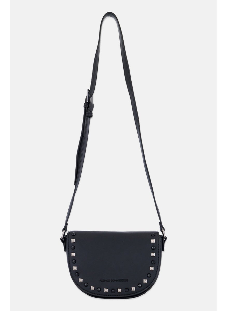 French Connection - Women Textured  Cross Body Bag 13 H x 20 L x 6 W Cm, Black - Image 1