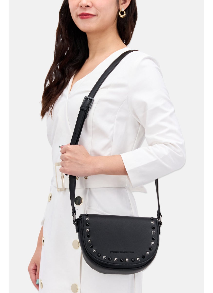 French Connection - Women Textured  Cross Body Bag 13 H x 20 L x 6 W Cm, Black - Image 1
