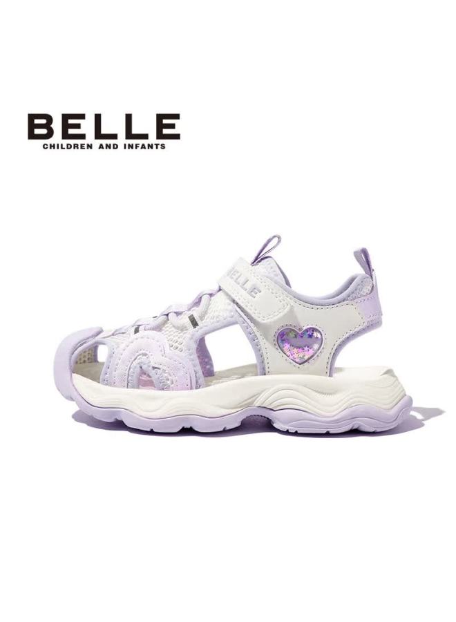 Belle Kids Sandals Summer Closed-toe Sports Beach Shoes Girls Princess Soft Sole First Walkers Purple Size 27 - Image 2
