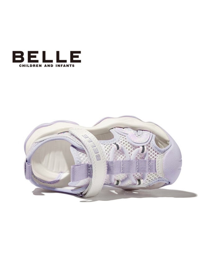 Belle Kids Sandals Summer Closed-toe Sports Beach Shoes Girls Princess Soft Sole First Walkers Purple Size 27 - Image 3