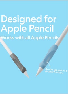 Paperlike Pencil Grips [2 PACK] for Apple Pencil 1st & 2nd Generation USB-C & Pro Ergonomic Precision - Charcoal | Paperlike Blue  - Image 4