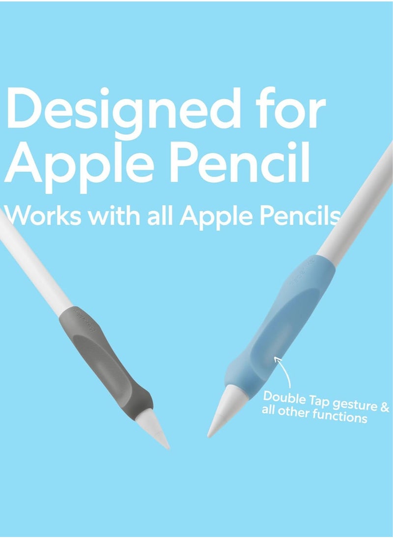 Paperlike - Pencil Grips [2 PACK] for Apple Pencil 1st & 2nd Generation USB-C & Pro Ergonomic Precision - Charcoal | Paperlike Blue - Image 1