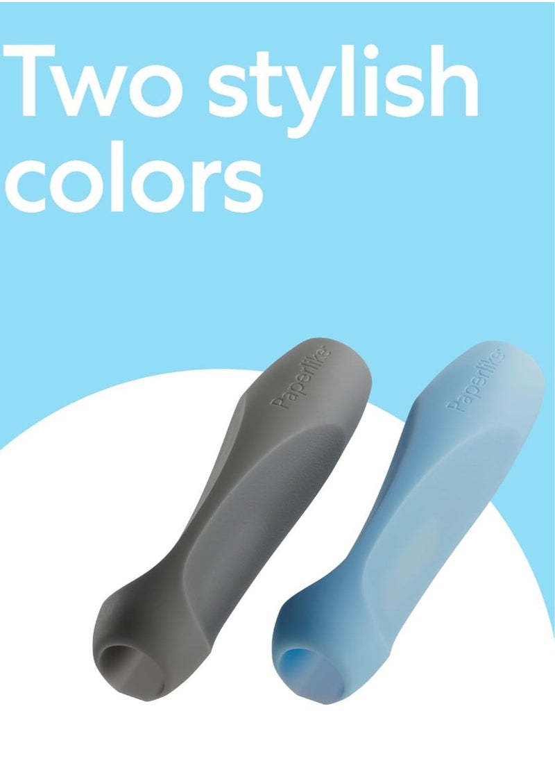 Paperlike - Pencil Grips [2 PACK] for Apple Pencil 1st & 2nd Generation USB-C & Pro Ergonomic Precision - Charcoal | Paperlike Blue - Image 1