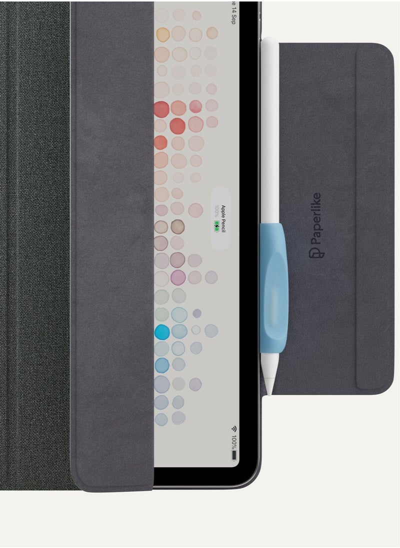 Paperlike - Pencil Grips [2 PACK] for Apple Pencil 1st & 2nd Generation USB-C & Pro Ergonomic Precision - Charcoal | Paperlike Blue - Image 1