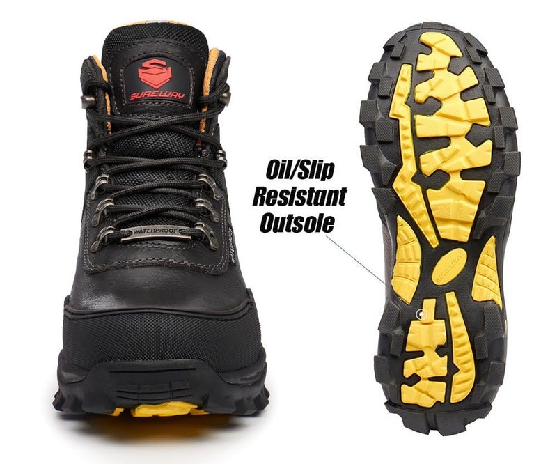 SUREWAY Men's 6" Soft Toe Heavy Duty Waterproof Work Boot - Leather,Lace Up,Oil/Slip Resistant Dual-Density Comfortable EH Construction Industrial Ankle Safety Men Work Boots, Roofing, Hunting - Image 4
