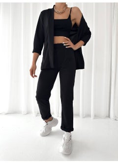 Escbutik Women's Elastic Waist Scuba Trousers Jacket Set of 2  - Image 3