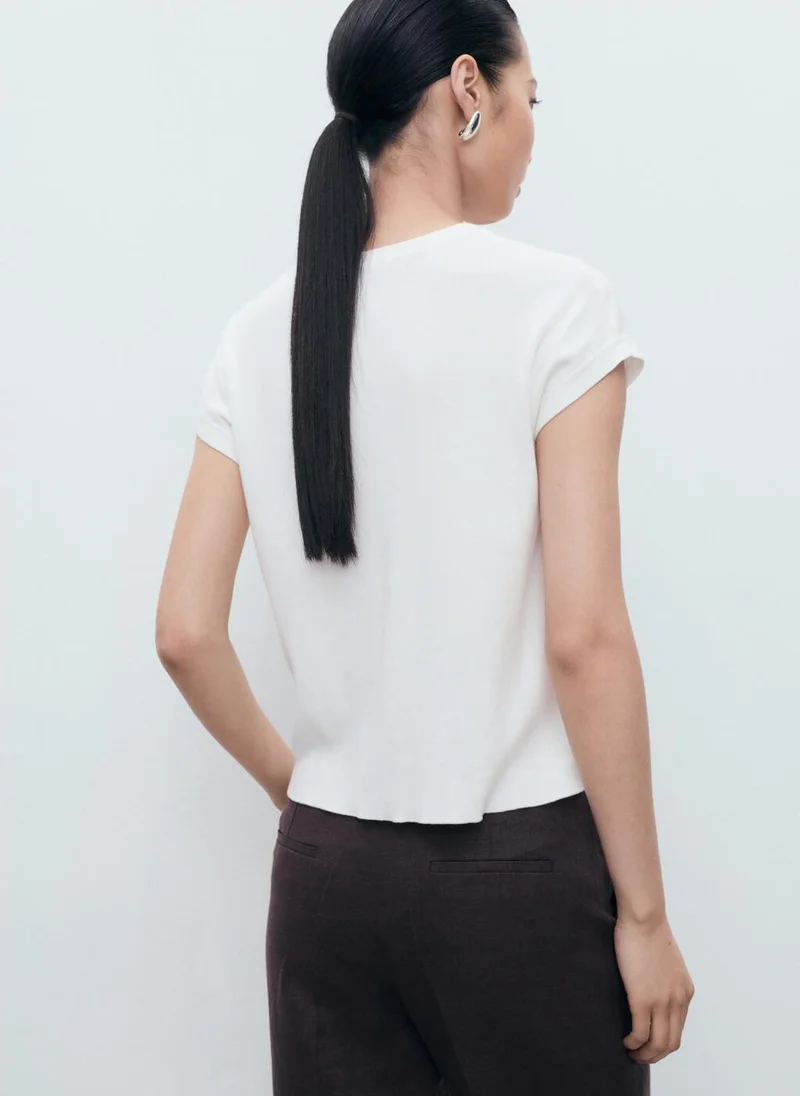 MANGO Short-sleeved knitted cotton sweater