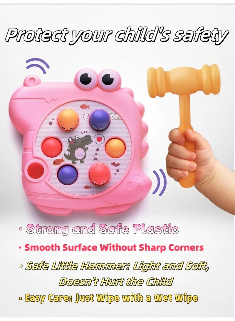 XiuWoo Whack Game Mole，Whack Game Mole for Toddlers，Whack A Mole Play Percussion Toys Preschool Toddler Toy，Interactive Educational Toy with Sound with 1 Hammers，Desktop Interactive Exercise Thinking Brain Opening Game（Pink） - Image 3
