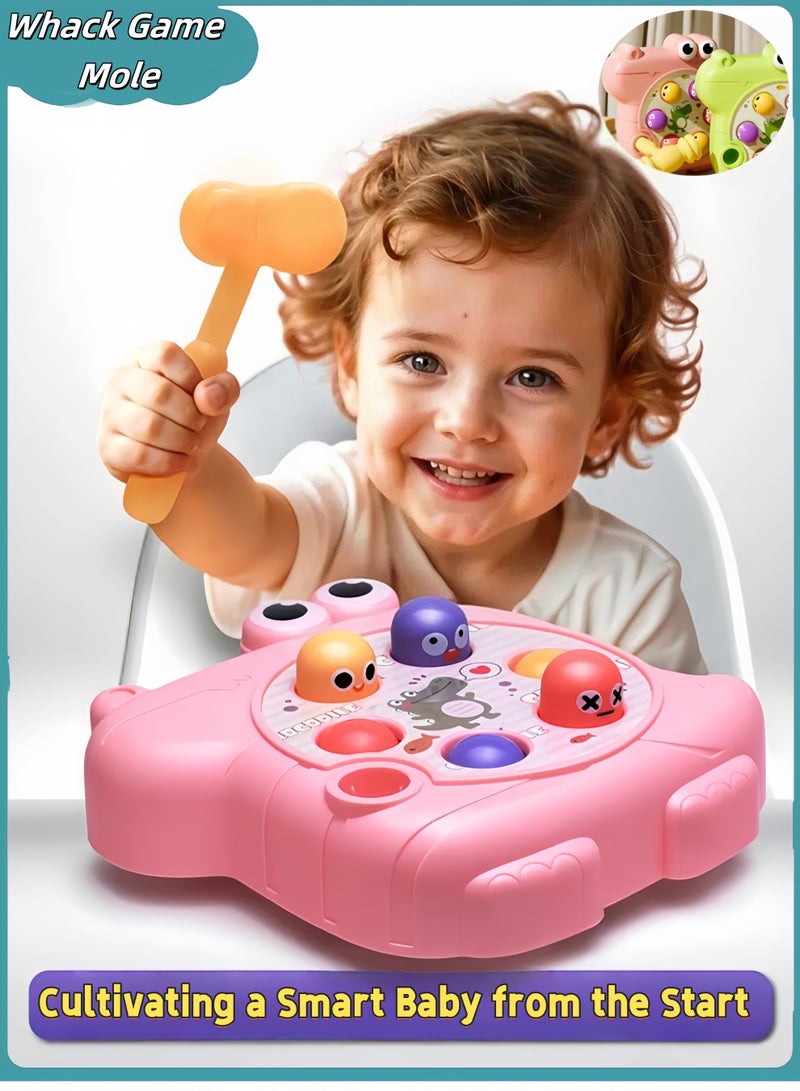 XiuWoo Whack Game Mole，Whack Game Mole for Toddlers，Whack A Mole Play Percussion Toys Preschool Toddler Toy，Interactive Educational Toy with Sound with 1 Hammers，Desktop Interactive Exercise Thinking Brain Opening Game（Pink） - Image 1