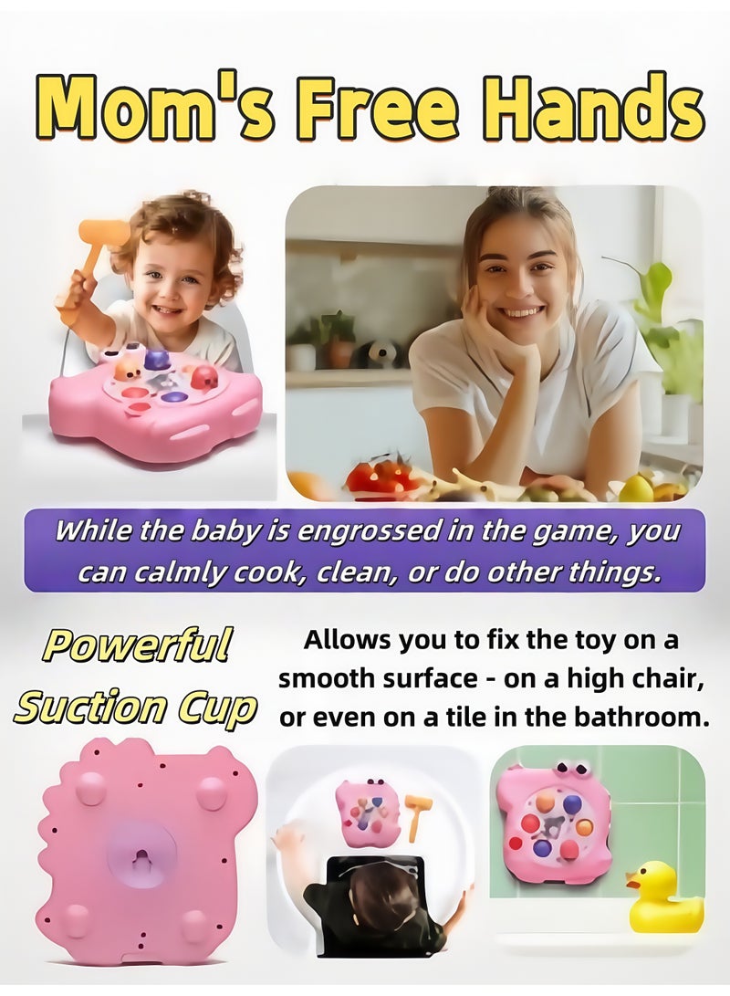 XiuWoo Whack Game Mole，Whack Game Mole for Toddlers，Whack A Mole Play Percussion Toys Preschool Toddler Toy，Interactive Educational Toy with Sound with 1 Hammers，Desktop Interactive Exercise Thinking Brain Opening Game（Pink） - Image 5