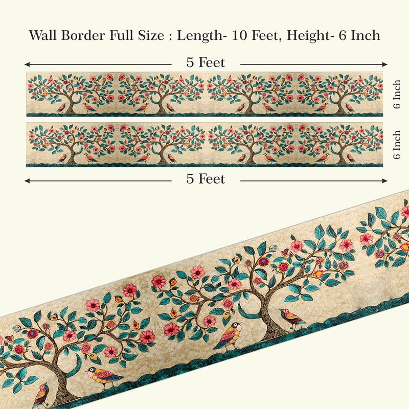 ATTRACTSO Forest Design Wall Border Sticker Waterproof Peel and Stick - 6 in X 10 Feet Self-Adhesive Durable Border Roll for Bathroom, Kitchen, Counter, Wall, Home Decoration (Design-3) - Image 4