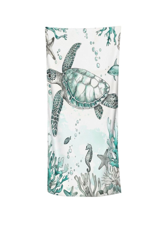 MIEPOS Sea Turtle Beach Towel,32x52in,Quick-Dry Sand-Free Ocean Bath Towels,Microfiber Lightweight for Travel Pool Yoga Beach Outdoor Activities Decor Accessories Gifts (Beach Sea 02) - Image 1