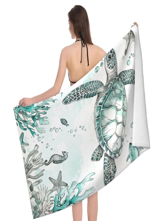 MIEPOS Sea Turtle Beach Towel,32x52in,Quick-Dry Sand-Free Ocean Bath Towels,Microfiber Lightweight for Travel Pool Yoga Beach Outdoor Activities Decor Accessories Gifts (Beach Sea 02) - Image 2