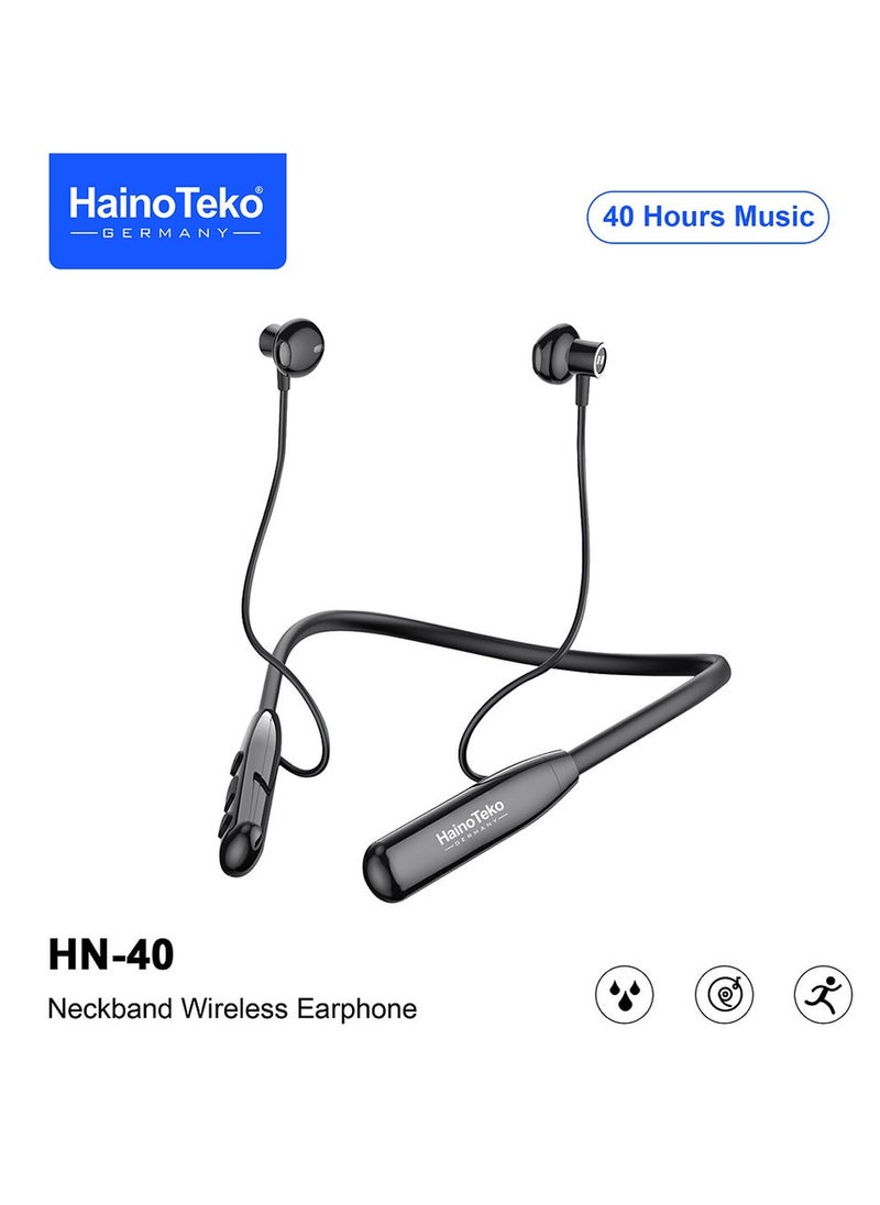 Haino Teko - Haino Teko Germany HN40 Neckband Wireless Earphone With Super Clear Mic and High Bass Sound Quality Black - Image 1