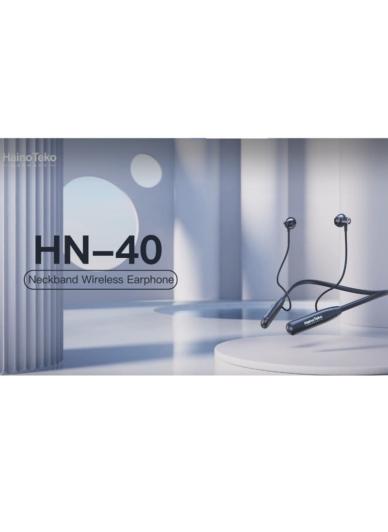 Haino Teko - Haino Teko Germany HN40 Neckband Wireless Earphone With Super Clear Mic and High Bass Sound Quality Black - Image 1