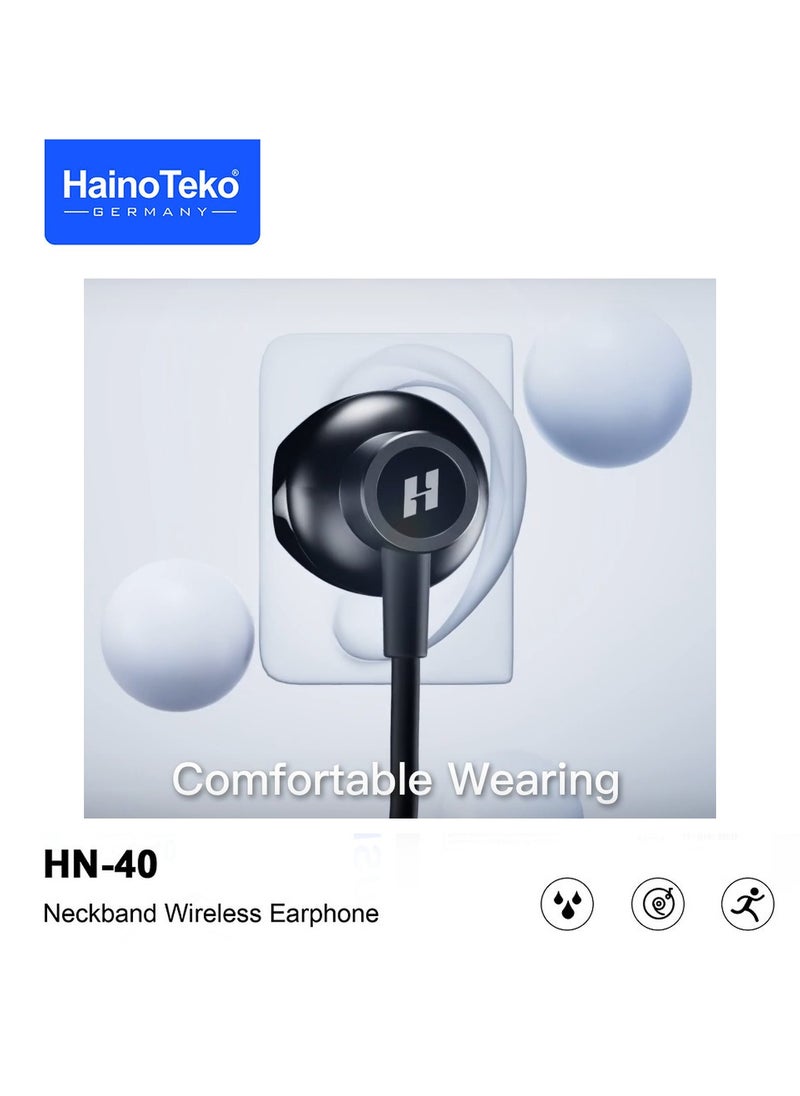 Haino Teko - Haino Teko Germany HN40 Neckband Wireless Earphone With Super Clear Mic and High Bass Sound Quality Black - Image 1